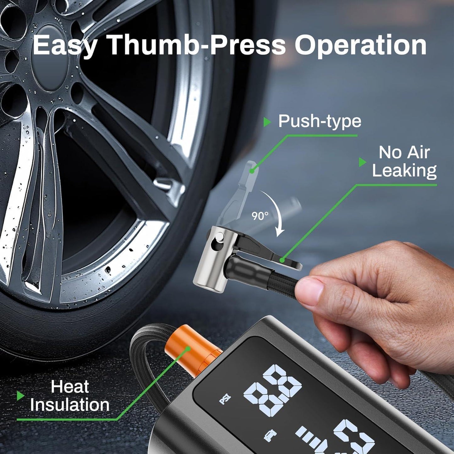 Portable Car Air Pump, Car Tire Automatic Air Pump, Lithium Battery Air Pump With Pressure Gauge And Led Screen, Suitable For Cars, Motorcycles, Bicycles, Balls