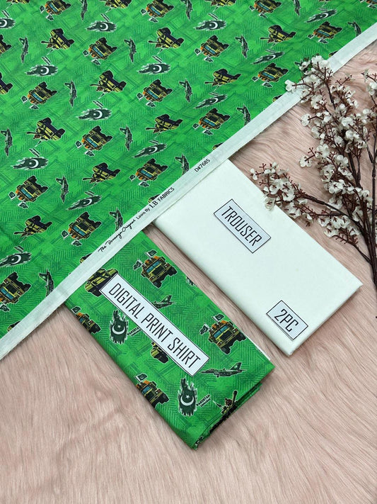 2pcs women's unstitched digital print suit