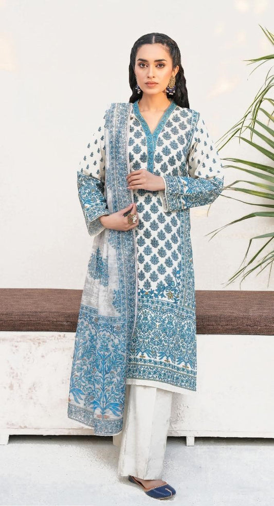 3 pcs women's unstitched printed suit