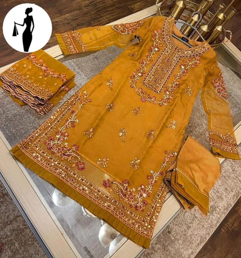 3pcs womens stitched embroidered suit