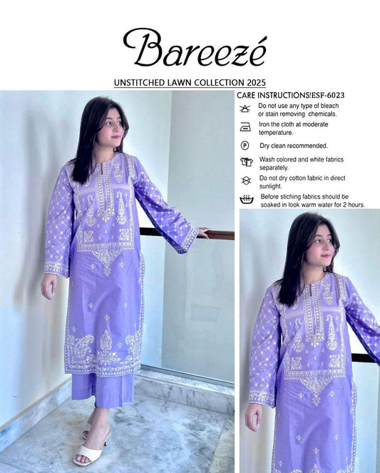 2pcs womens unstitched Embriudered Suit