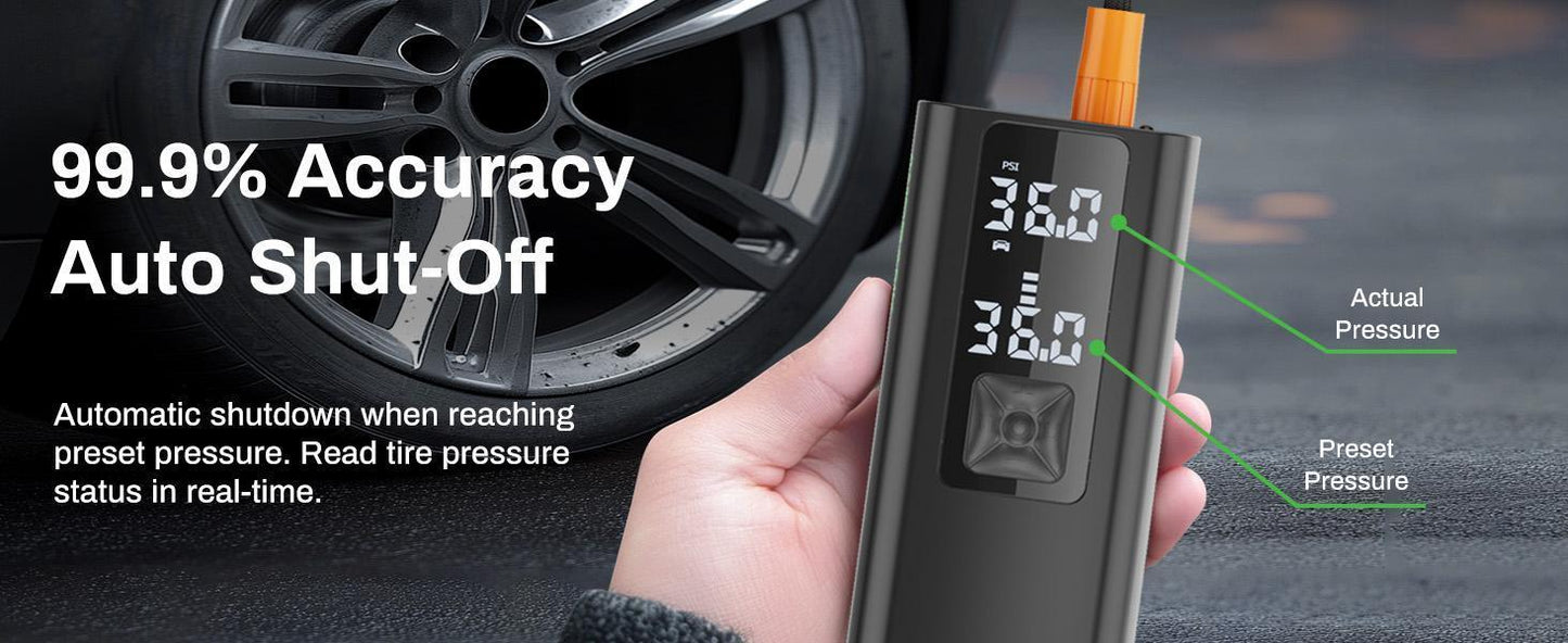 Portable Car Air Pump, Car Tire Automatic Air Pump, Lithium Battery Air Pump With Pressure Gauge And Led Screen, Suitable For Cars, Motorcycles, Bicycles, Balls