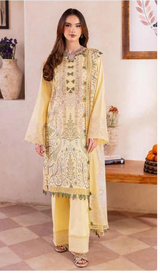 3 pcs womens unstiched printed suit