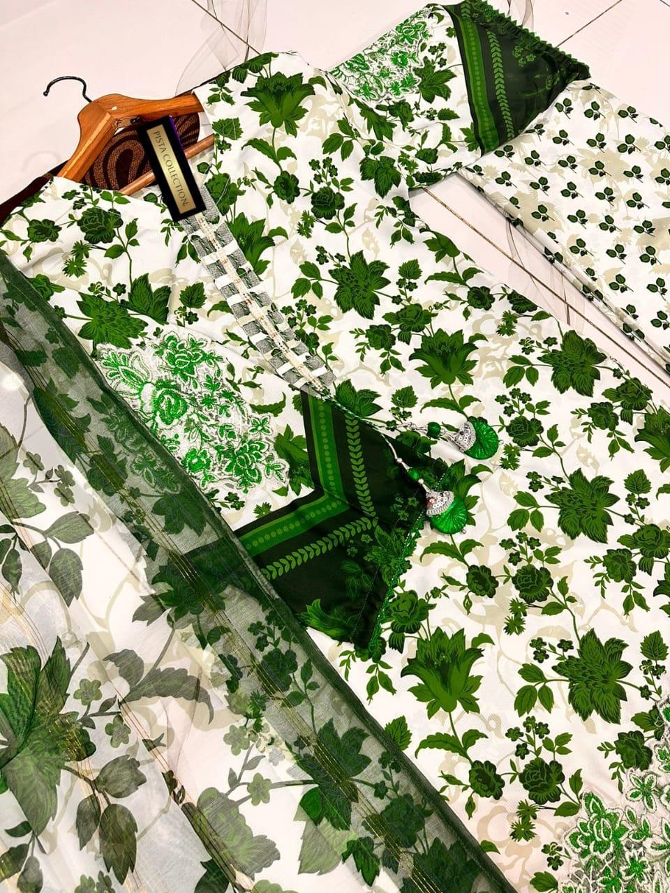 3 pcs womens stitched printed suit