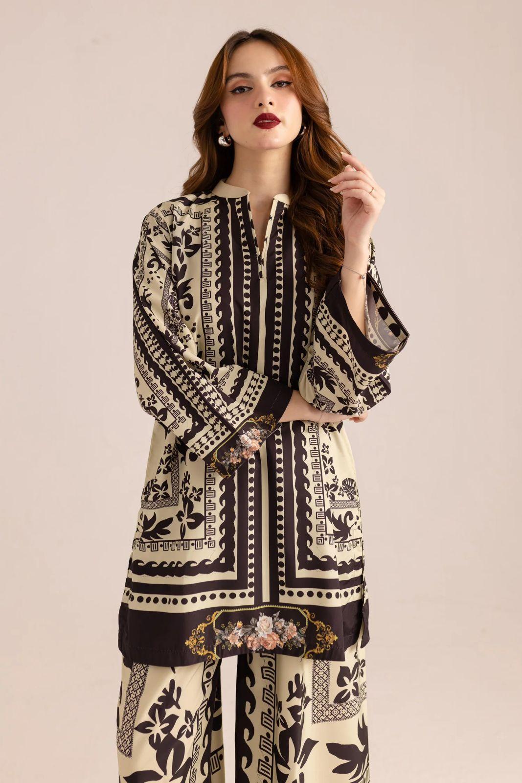 Stylish women's stitched printed shirt and trouser