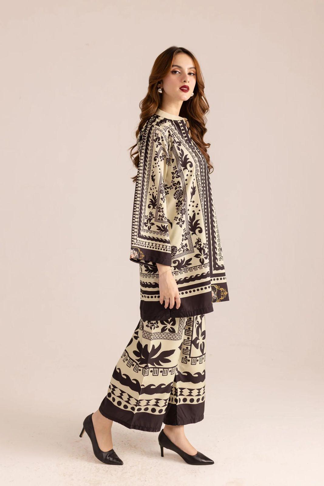 Stylish women's stitched printed shirt and trouser