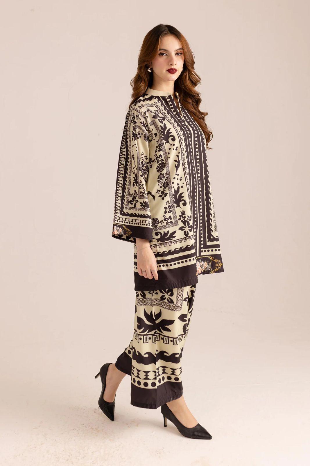 Stylish women's stitched printed shirt and trouser