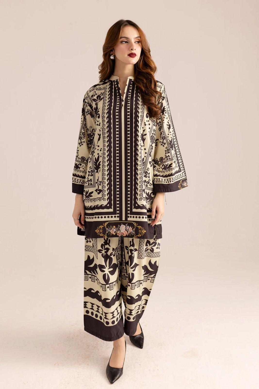 Stylish women's stitched printed shirt and trouser