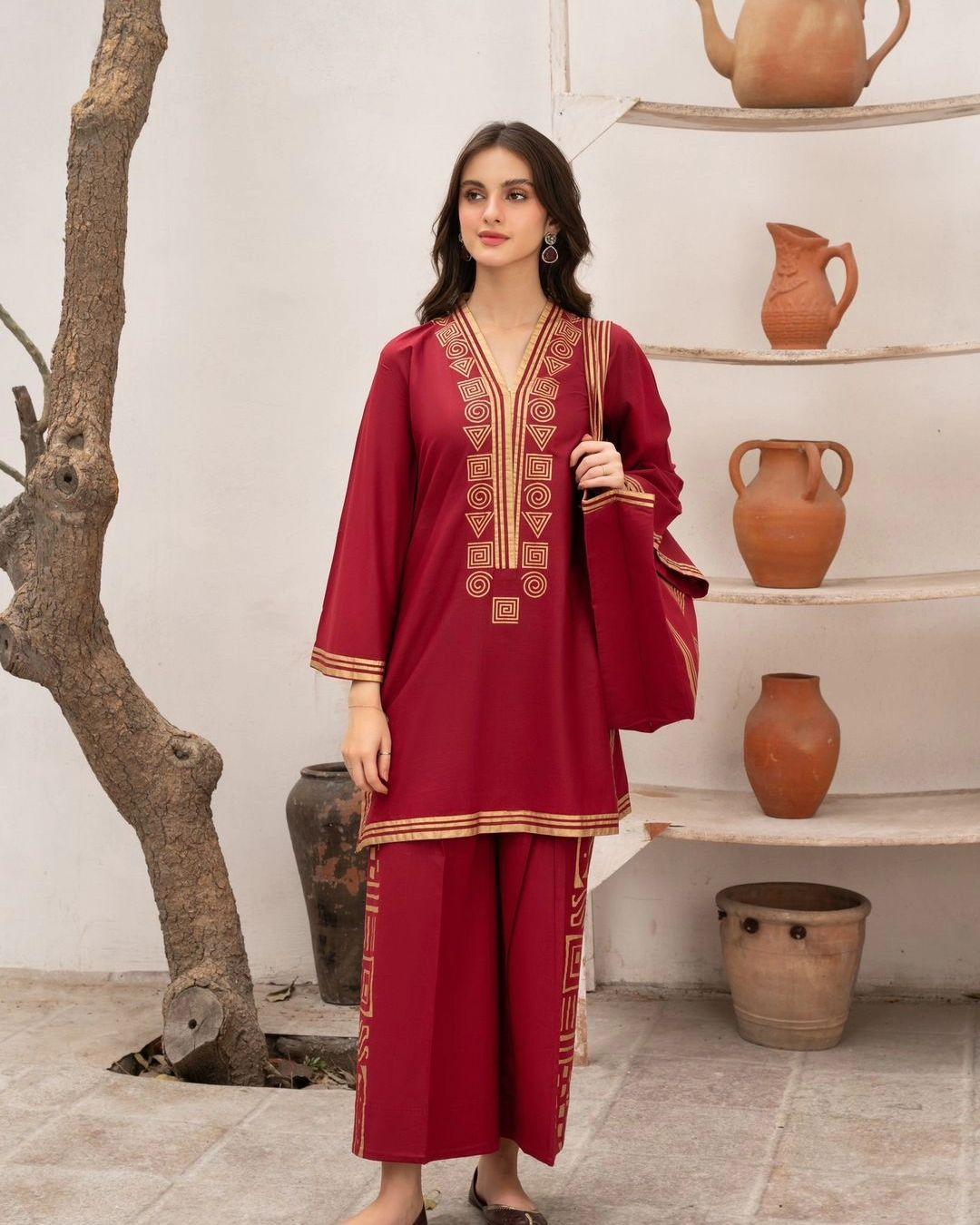 Elegant Embroidered linen shirt and Trouser set