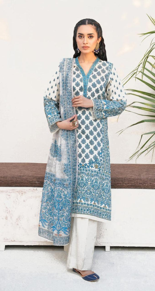 3 pcs women's unstitched printed suit