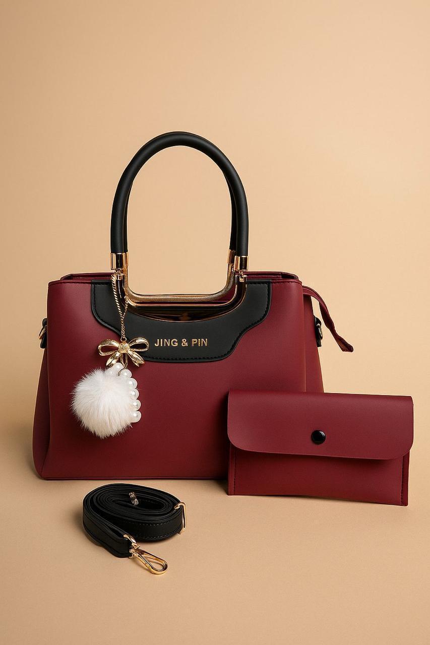 Stylish Girls Hand bag set- 2pcs Rexine in Vibrant Colors