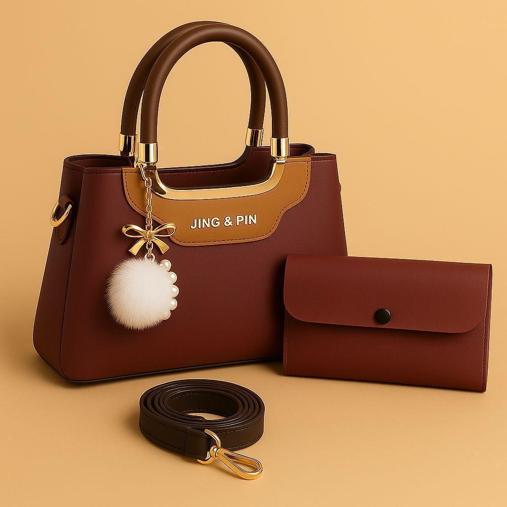 Stylish Girls Hand bag set- 2pcs Rexine in Vibrant Colors