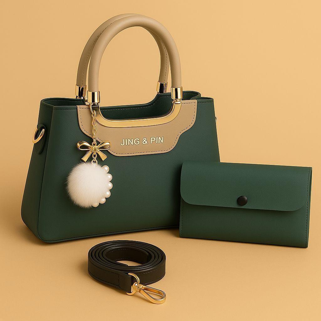 Stylish Girls Hand bag set- 2pcs Rexine in Vibrant Colors