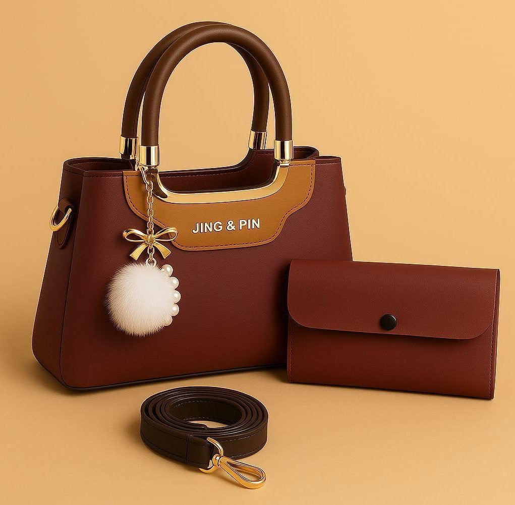 Stylish Girls Hand bag set- 2pcs Rexine in Vibrant Colors