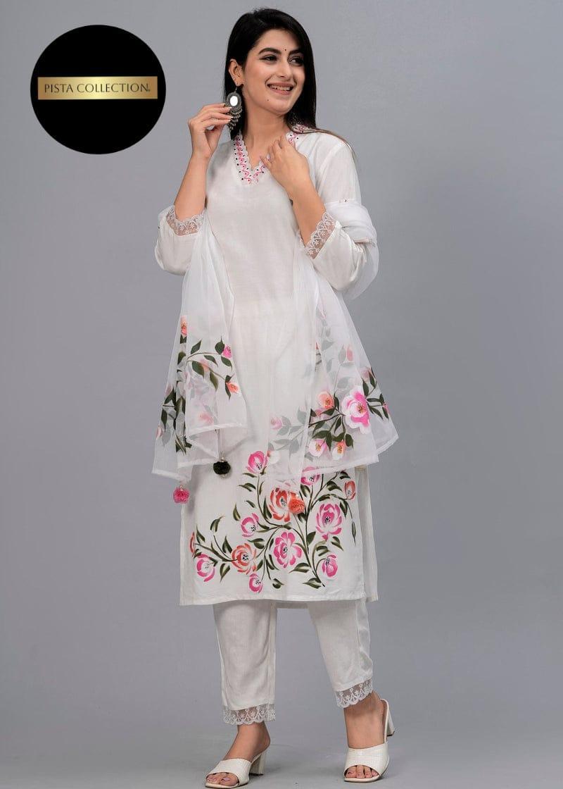 3pcs women's stitched Embroidered suit