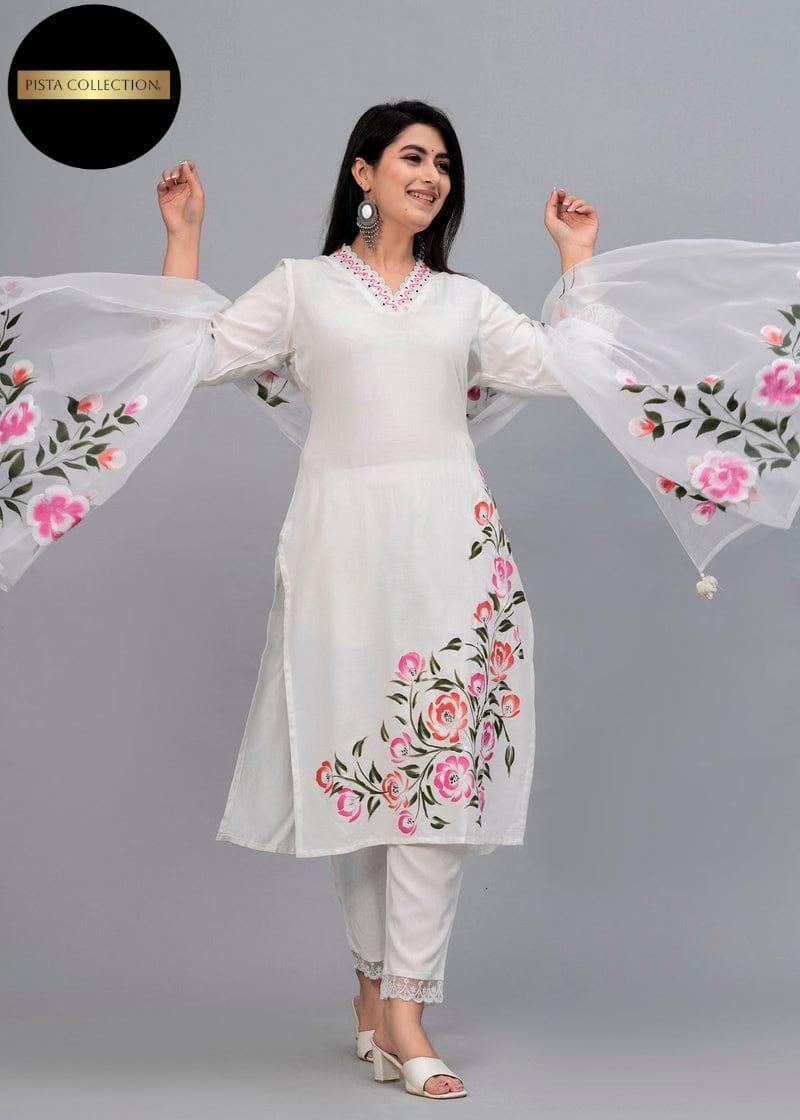 3pcs women's stitched Embroidered suit