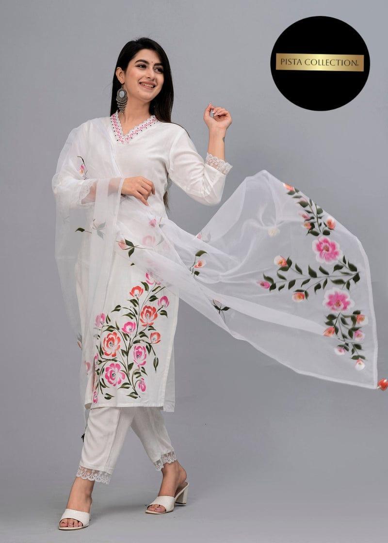 3pcs women's stitched Embroidered suit