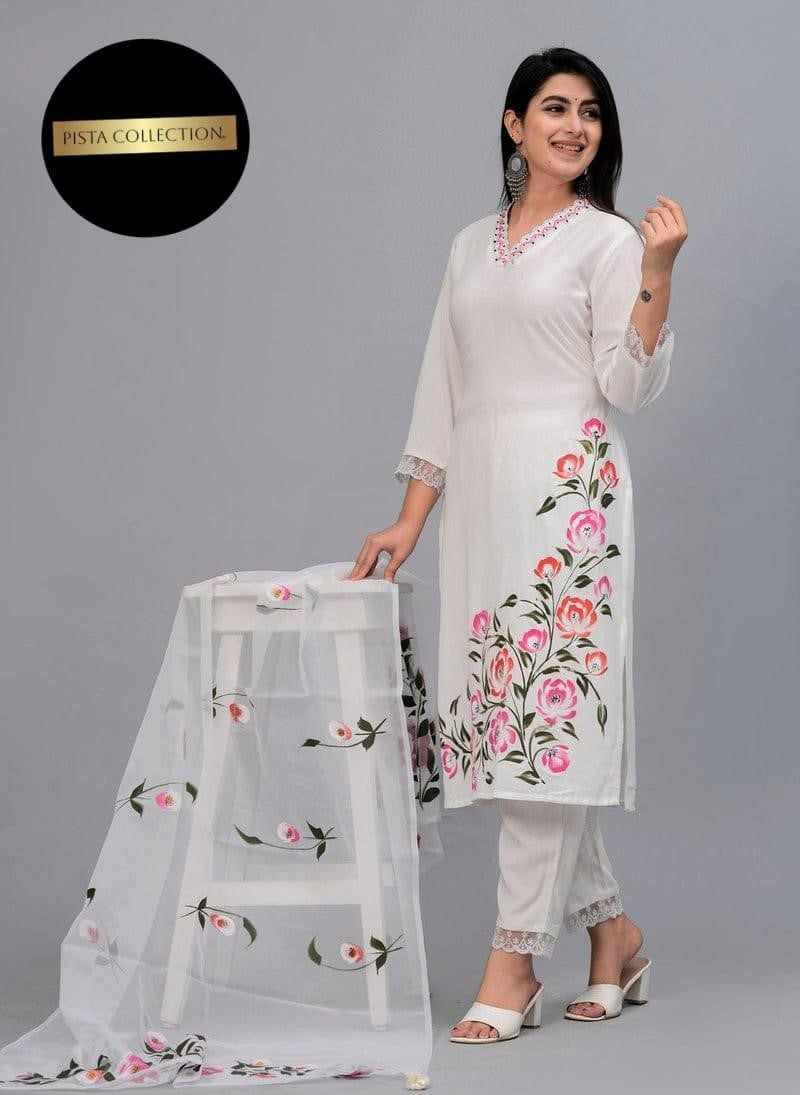 3pcs women's stitched Embroidered suit