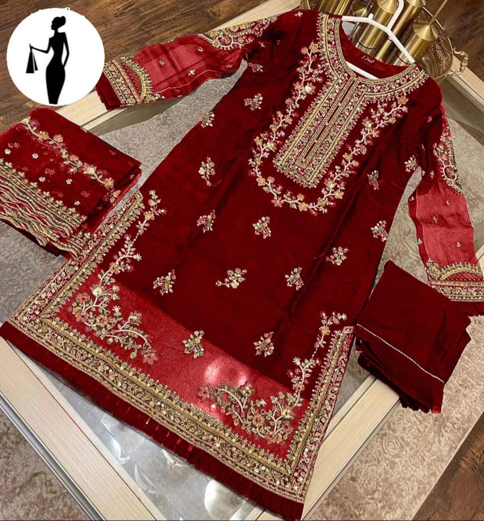 3pcs womens stitched embroidered suit
