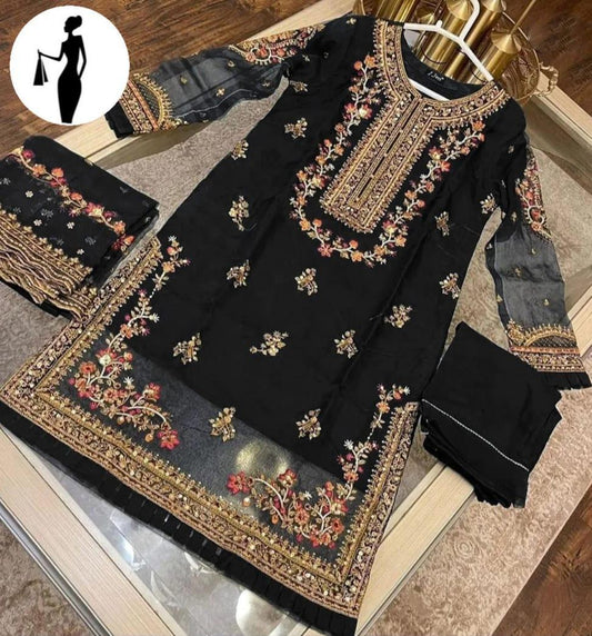 3pcs womens stitched embroidered suit