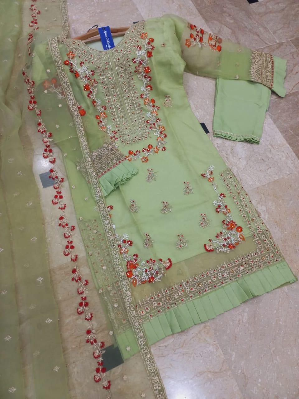 3pcs womens stitched embroidered suit