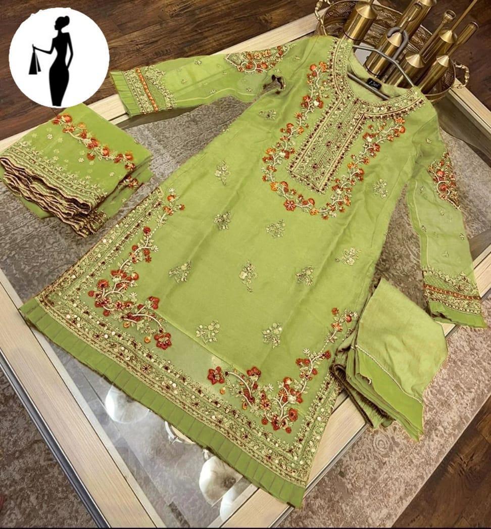 3pcs womens stitched embroidered suit