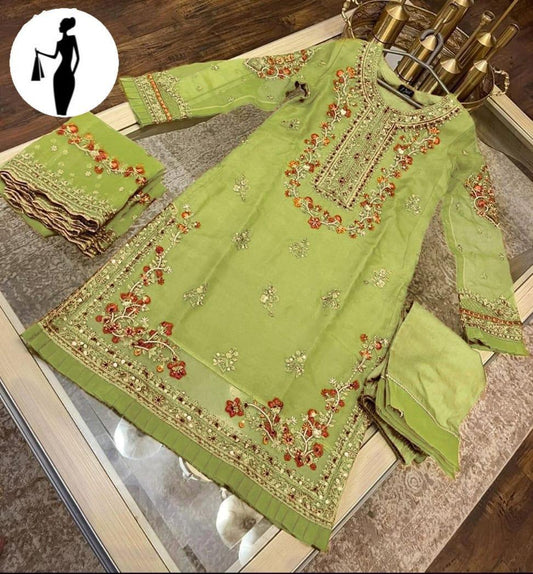 3pcs womens stitched embroidered suit
