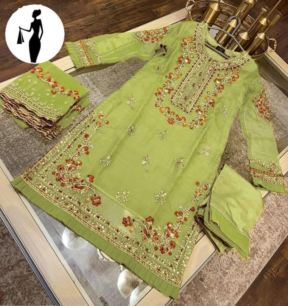 3pcs womens stitched embroidered suit