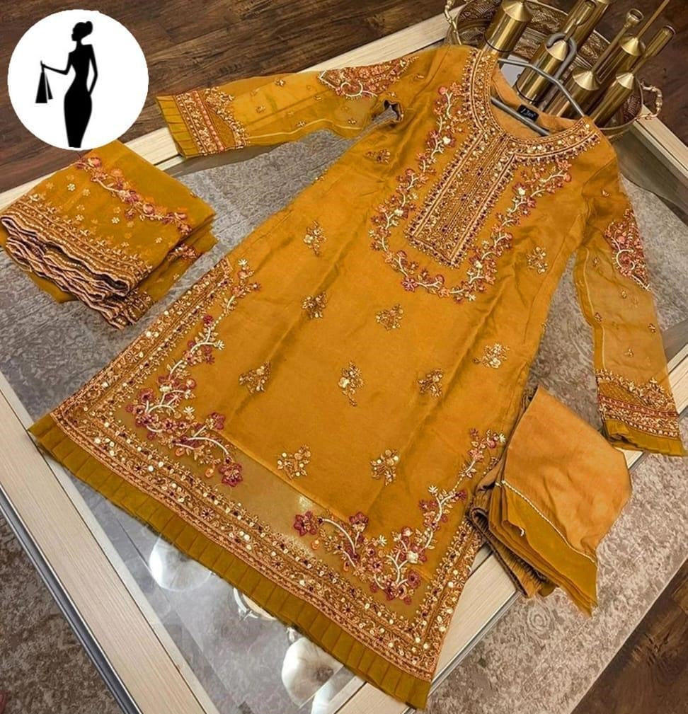 3pcs womens stitched embroidered suit