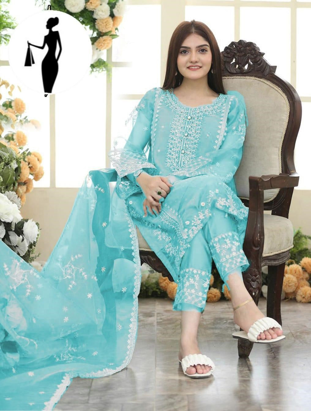 3pcs womens stitched embroidered suit