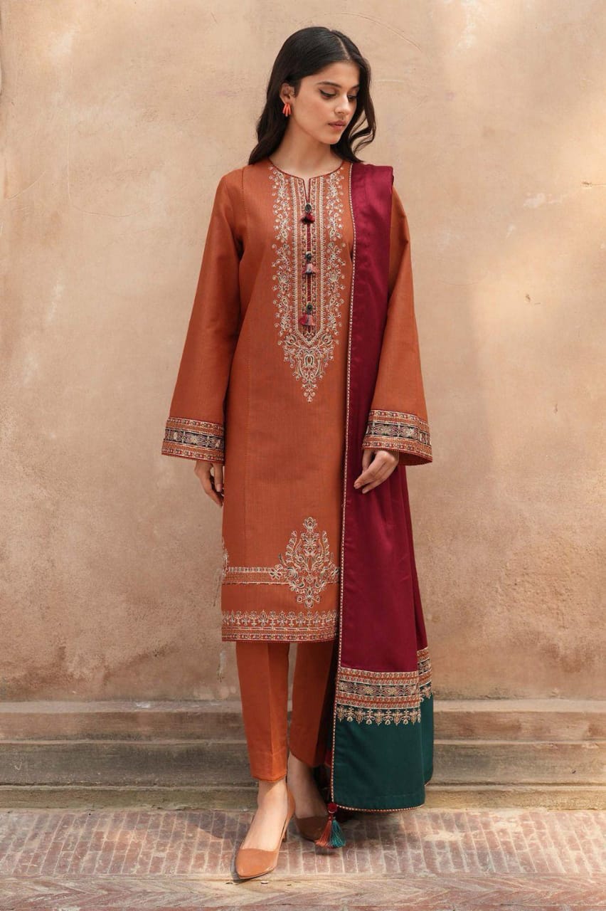 3pcs women's unstitched embroidered suit