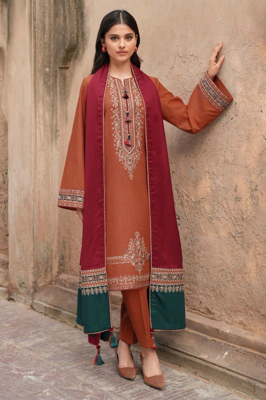 3pcs women's unstitched embroidered suit