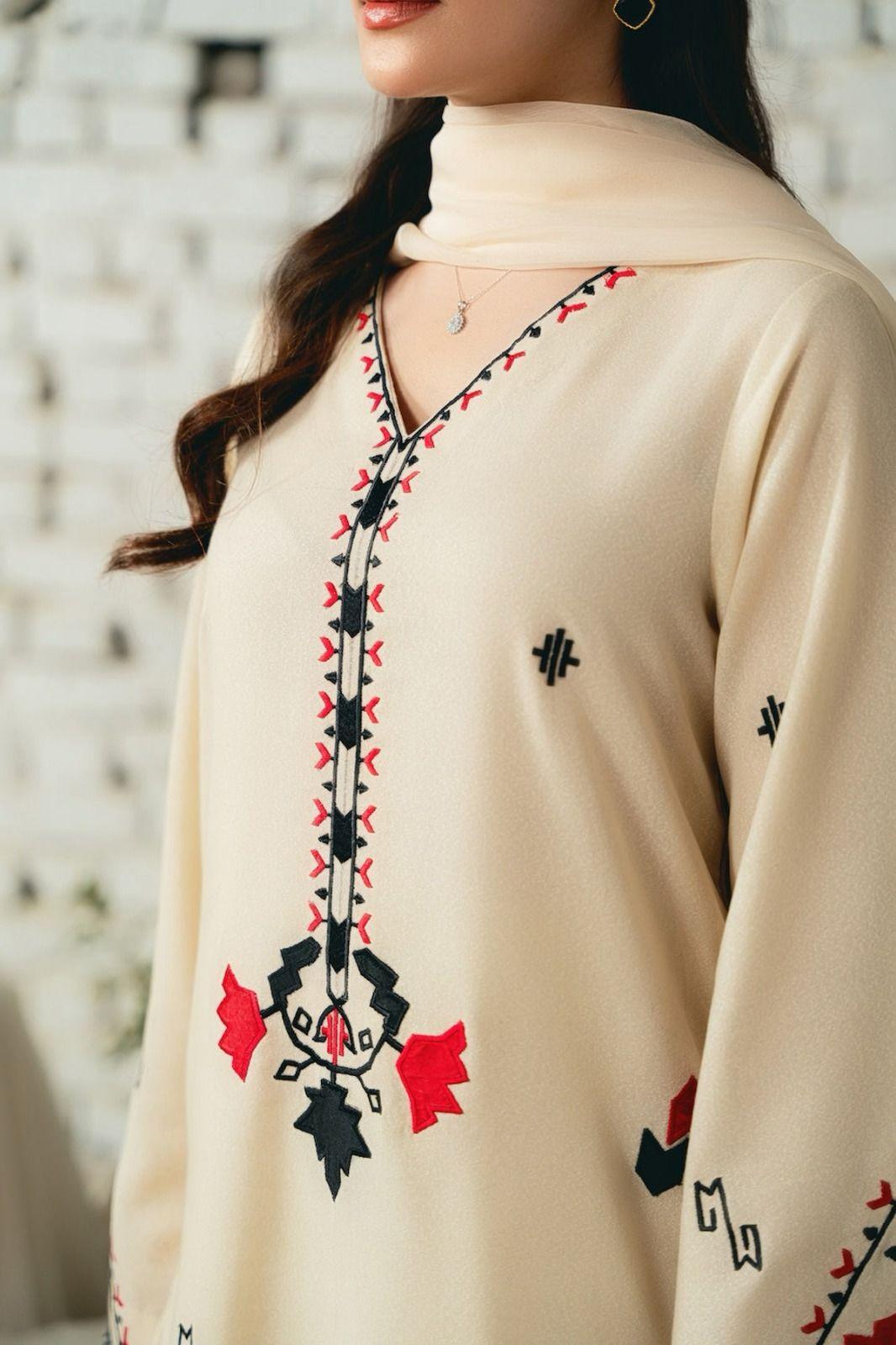 3pcs women's unstitched embroidered suit