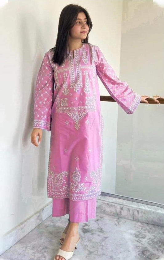 2pcs women's unstitched Embroidered Suit