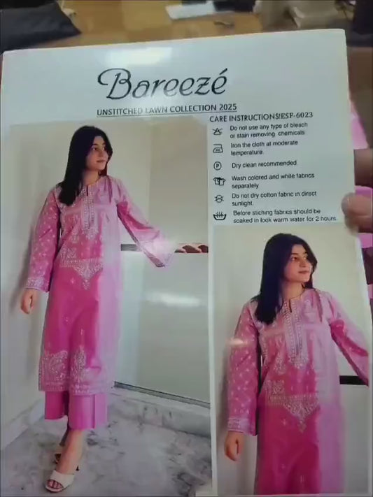 2pcs women's unstitched Embroidered Suit